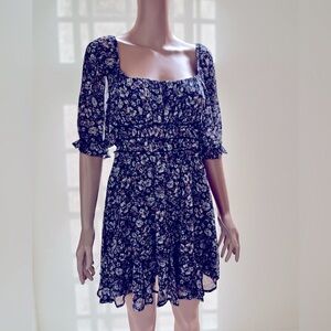 Trixxi  Blue Floral Tiered Dress Medium (3 for $12 item)